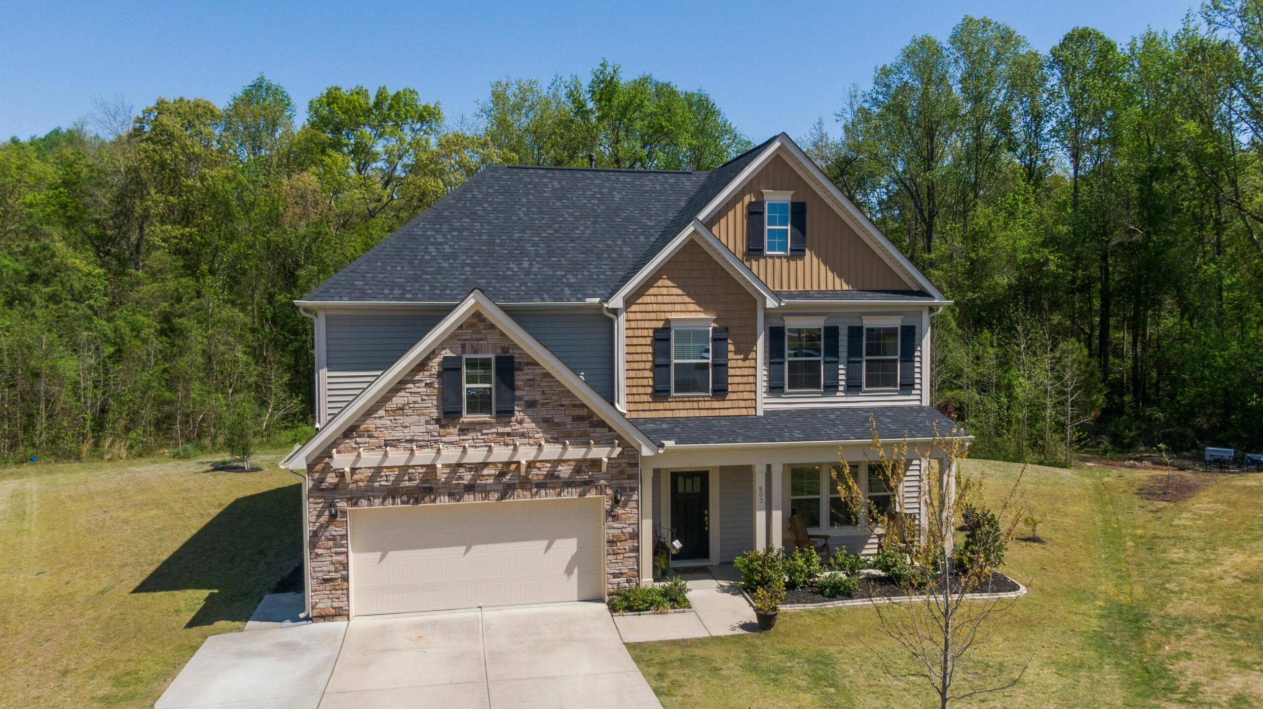 Two-story suburban house with attached garage