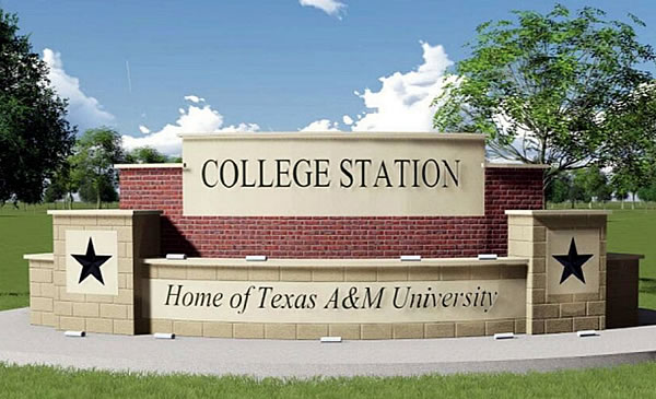 College Station sign, home of Texas A&M